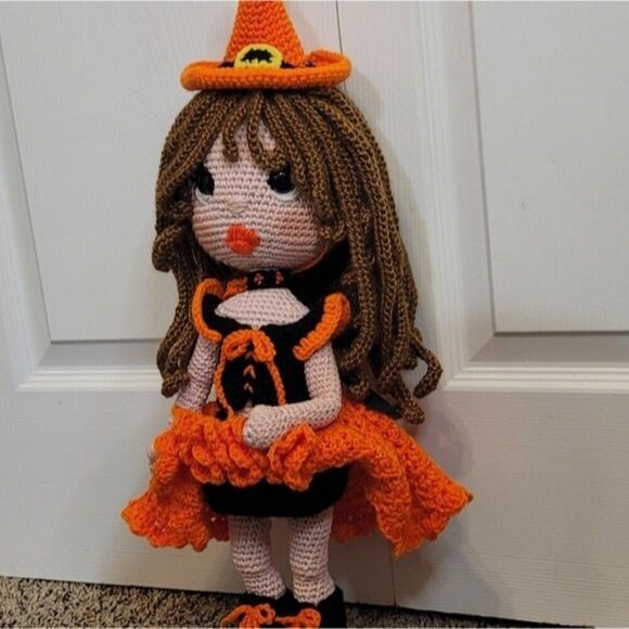 22" Halloween Witch Astrid Doll Crochet New Handmade - Picture 2 of 10